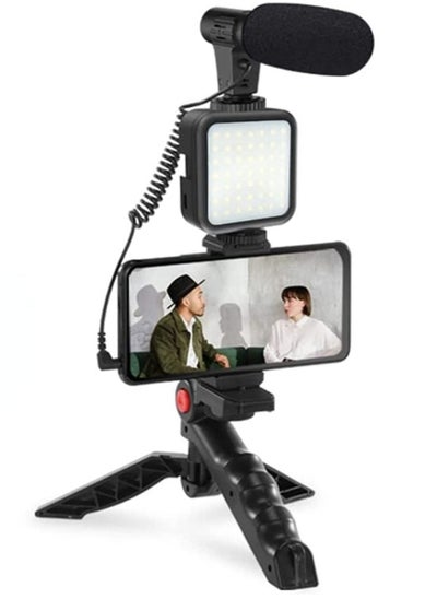 اشتري Smartphone & Camera Vlogging Studio Kits Video Shooting Photography Suit with Microphone LED Fill Light Mini Tripod في الامارات