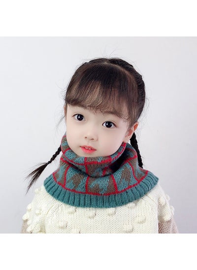 اشتري Kids Winter Knit Scarf Plaid Warm Neck GaiterHoundstooth Lake Blue Houndstooth Lake Blue في الامارات