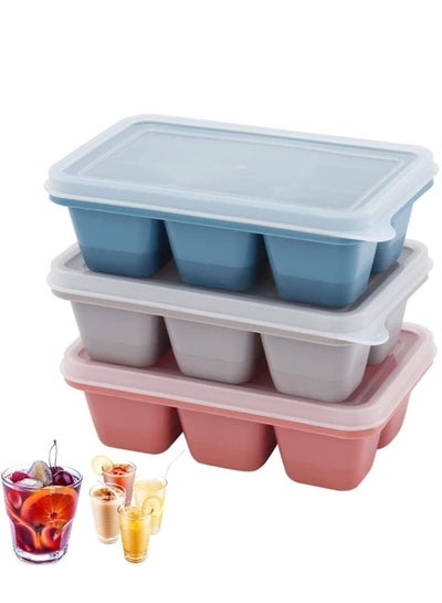 Buy Mini Ice Cube Trays with Lids 3 Pieces BPA Free Ice Cube Moulds for Drink,Juice,Baby Food,Freezer in UAE