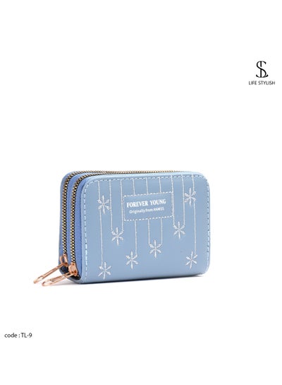 Buy LT-9 wallet stylish in the flowers decoration  - Blue in Egypt