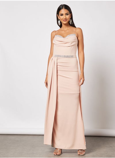 Buy Strapless Cowl Neck Overlay Dress in Saudi Arabia