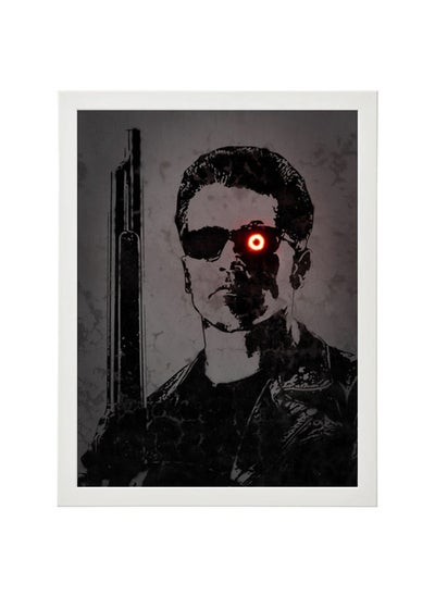 Buy Terminator Arnold Schwarzenegger Neon Printed Poster With Frame 30x40 cm in UAE