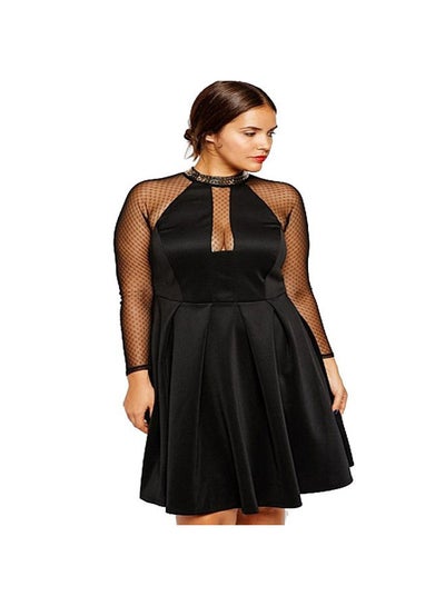 Buy BLACK WOMEN`S DRESS WITH TRANSPARENT SLEEVES AND GOLDEN BRACELET in Egypt