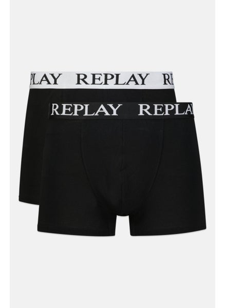 Buy Men 2 Pc Cotton Stretch Trunks, Black in UAE