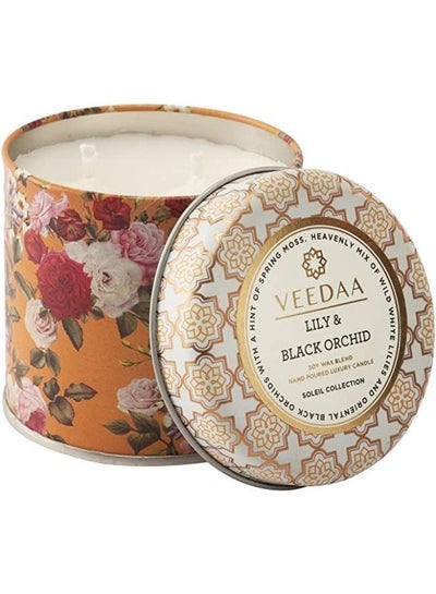 Buy VEEDAA Lily & Black Orchid Soy Wax Mason Tin Scented Candle (Burns 25 Hours) in UAE