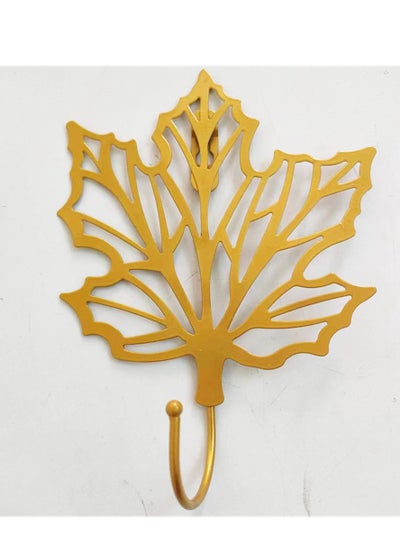 Buy Decorative Leaves Iron Hooks,Maple Leaf Shape Wall Mounted Hooks Modern Key Holder with Non-Marking Nails Gold Single Prong Hat Hanger Home Office Nursery Room Decoration in Saudi Arabia