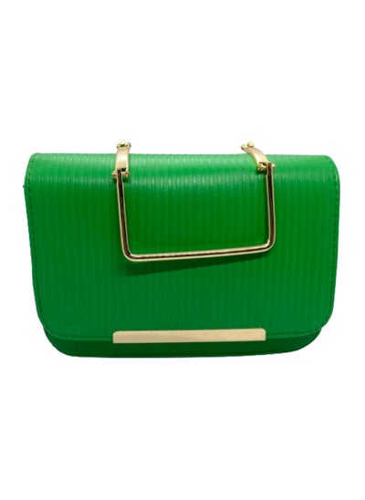 Buy Women's green leather bag with a gold metal handle in Egypt