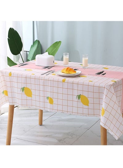 اشتري Tablecloth 100% PVC Waterproof Oil And Spill Resistant Vinyl Rectangular Wipeable For Outdoor And Indoor Use 54x54 Inch Pink Lemon في السعودية