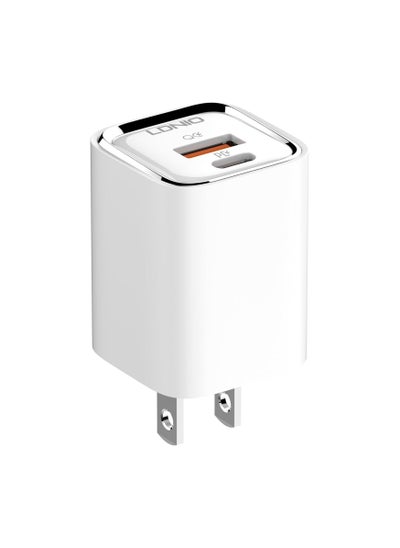 Buy LDNIO A2317C Fast Wall Charger EU Plug With Type C Cable And USB Type C Ports 30W - White in Egypt