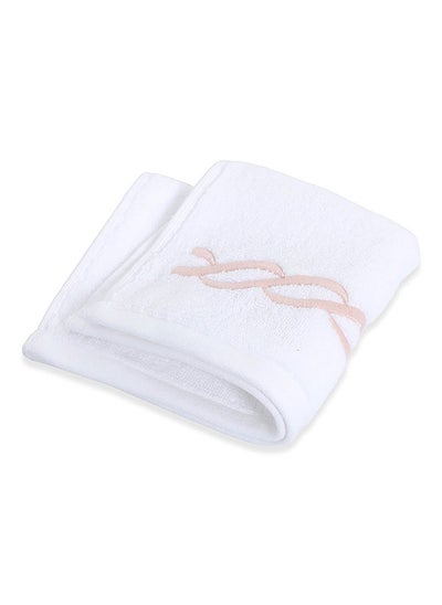 Buy Hotel Chain Embroidery Wash Towel, White & Rose Smoke - 500 GSM, 30x30 cm in UAE