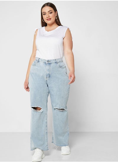 Buy Distressed Wide Leg Jeans in UAE