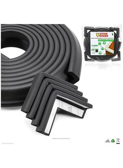 اشتري Baby Safety Corner Guard, Table Edge Corner Protector Strip for Kids, Baby Proofing Foam for Furniture Edges & Corner Guard Cushion Set Child Protection Bumper Strip - 4 Meters (Black) في الامارات