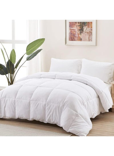 Buy 3-Piece Duvet Insert Quilted Plain Double Size with 2 Pillow Cotton White in UAE