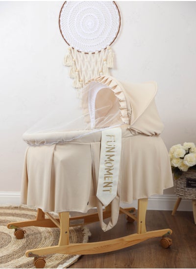 اشتري Moses Basket with Wooden Wheels Stand في السعودية