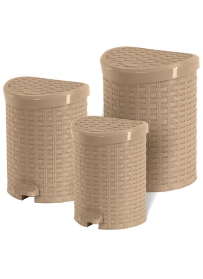 Buy Rattan Trash bin set Beige in Egypt