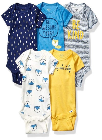 اشتري Gerber Baby Boys 5-Pack Short Sleeve Variety Onesies Bodysuits Awesome Fox 3-6 Months في الامارات