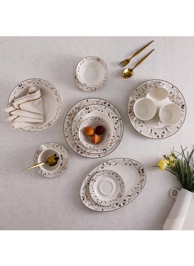 Buy Beatrice 32-Pc New Bone China Dinner Set Serves 6 - Classic Gold in UAE