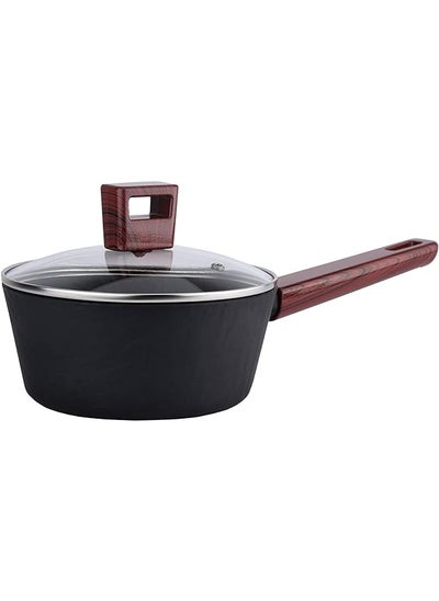 Buy Amercook Rock Stone Non Stick Sauce Pan 18 Cm Black in Saudi Arabia