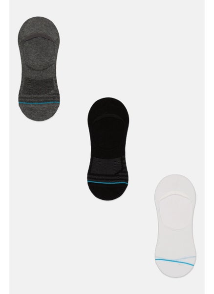 Buy Men 3 Pairs Invisible Foot Sock, Black/White/Grey in Saudi Arabia