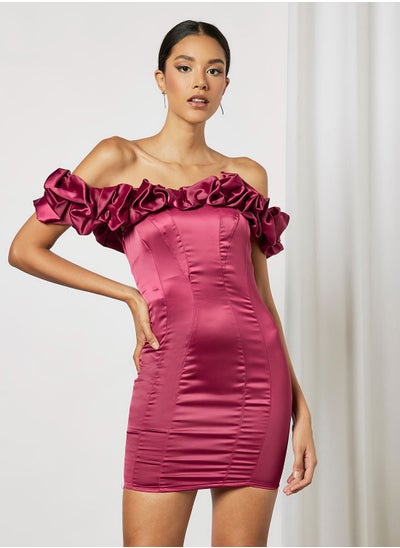 Buy Ruffle Off-Shoulder Dress in UAE