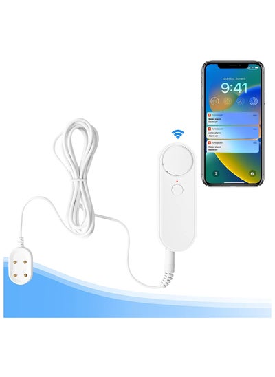 Buy WiFi Water Alarm Leak Detector Smart Water Sensor Alarms with Double Sided Probe Remote App Monitoring 100dB Loud Alarm Sound AAA Battery Powered (Not Include) in Saudi Arabia