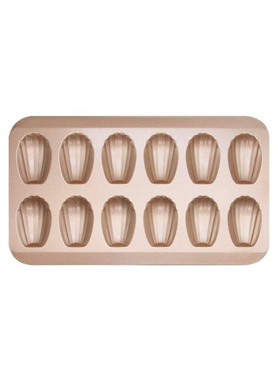 Buy Madeleine Mold Cake Pan, 12-Cavity Non-Stick Spherical Shell Madeline Bakeware for Oven Baking (Gold) in Saudi Arabia