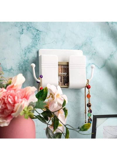 Buy Self Adhesive Wall Mounted Mobile Phone Holder White in UAE