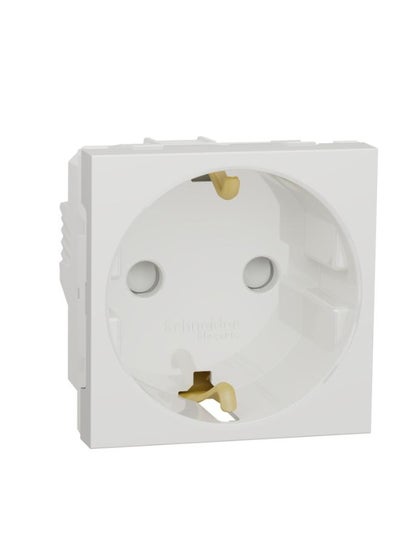 Buy New Unica 2P+E 16A Schuko Socket Outlet With Shutters, Glossy White in Egypt