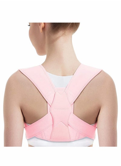 Buy Posture Corrector for Women and Men, Adjustable Upper Back Brace Clavicle Support Providing Pain Relief from Neck, Shoulder, (Pink) (S-M 25-30 Inch) in UAE