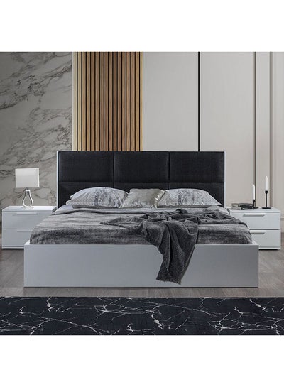 Buy Serenity King Bed King Size Bed Frame Strong And Sturdy Modern Design Wooden Double Bed Furniture White/Black 180x200cm in UAE