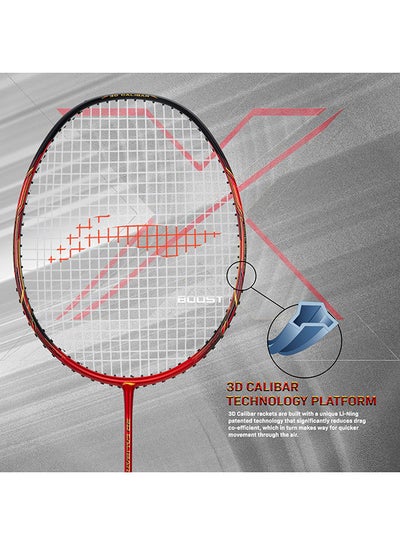 Buy 3D Calibar X Boost Badminton Racket - Dark Grey/Red (Strung) in UAE