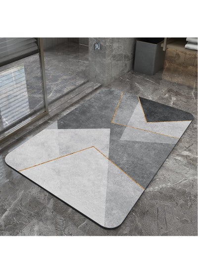 Buy 1-Piece Bathroom Super Absorbent Washable Pattern Rug Water Absorbent Anti-Slip Floor Mat Diatom Mud 60x40 cm in UAE