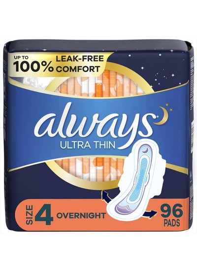 اشتري Ultra Thin Overnight Pads with Wings, Size 4, Overnight, 96 Count في الامارات