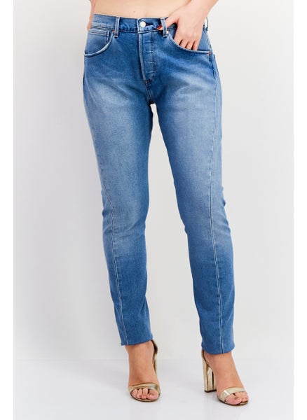 اشتري Women Slim Fit Washed Denim Jeans, Blue في الامارات