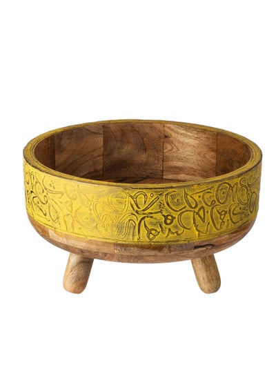 Buy Luxurious Wooden Serving Dish With Copper Legs And Engraving in Saudi Arabia