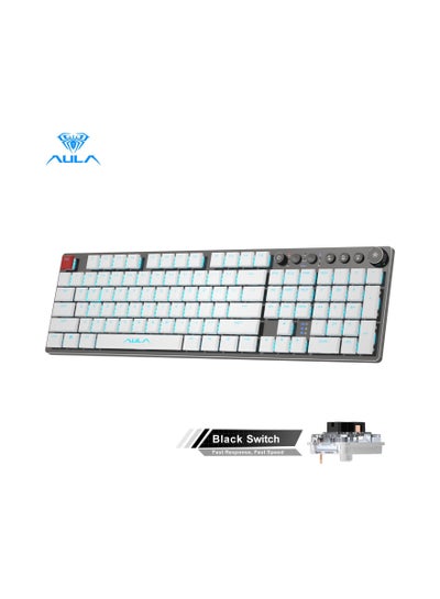 Buy Black Switch Low Profile NKRO Mechanical Keyboard with Ice Blue Backlight Media Control 104-Key Slim Keycaps Tri-Mode Wireless/Bluetooth/ USB Type-C Wired PC Keyboard for Mac Windows iOS Android Game in UAE