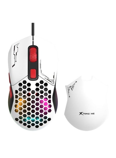 Buy GM316W RGB Gaming Mouse - Optical Sensor 7,200 DPI - Detachable Top Covers - Lightweight Only 67G (White) in Egypt