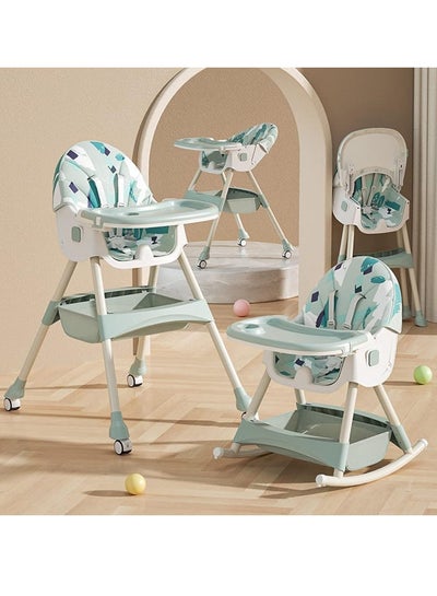 اشتري 6 in 1 Baby Dining Chair Folding Recline Feeding Booster Seat Foldable Safe Toddler Dining Car with Roller Wheels & Meal Tray for Babies & Kids في الامارات