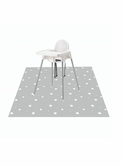 اشتري Waterproof Baby Place Mats for High Chairs, Non-Slip Spill Mat for Toddler Feeding, 51 Inch Grey Star Pattern, Suitable for Mess-Free Meals and Easy Cleanup في الامارات