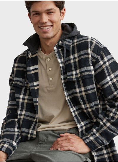 Buy Checked Hooded Shirt in UAE