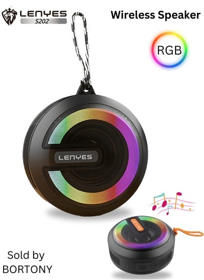 اشتري مكبر صوت بلوتوث لاسلكي Lenyes-S202 RGB صندوق صوت صغير محمول 600 مللي أمبير في الساعة قابل لإعادة الشحن وخفيف الوزن ومكبر صوت أنيق يدعم بطاقة TF ومكبر صوت لاسلكي لتشغيل الموسيقى 5 وات في الامارات