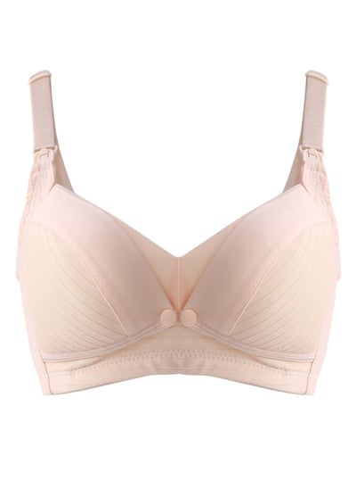 Buy Comfy Cotton Maternity And Nursing Bra Beige Large in Saudi Arabia