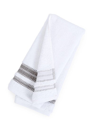 اشتري Matuok Hand Towel, White & Grey - 550 GSM, 50x80 cm في الامارات