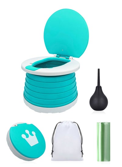 Buy Syarme Portable Potty, Toddler Travel Foldable Training Toilet Travel Pott, Toddler Training Toilet with Cleaning Bags and Flusher for Travel, Car, Park, Family, Etc, Includes Carrying Pouch, Green in Saudi Arabia