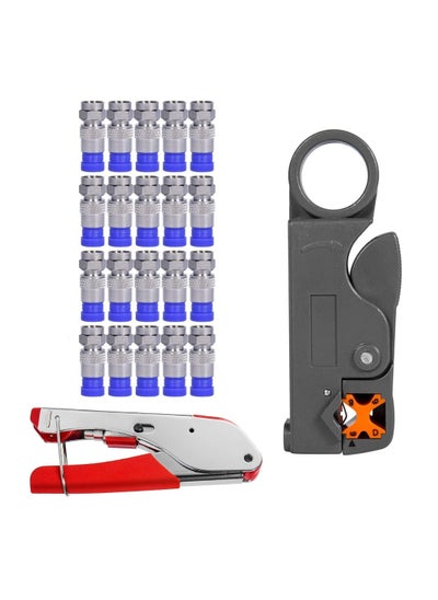 Buy Coaxial Cable Connector, Enhanced Coaxial Compression Tool Kit - Professional Coax Cable Crimper with Wire Stripper, Ideal for RG6 and RG59 Connectors in UAE