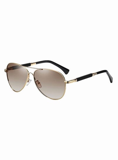 Buy Men's Polarized Aviator Sunglasses UV400 Protection Sun Glasses with Gold Metal Frame Fashion Anti-Glare Sunglasses for Men Driving Fishing Traveling Brown in Saudi Arabia