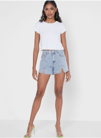 Buy Embellished Slit Shorts in Saudi Arabia