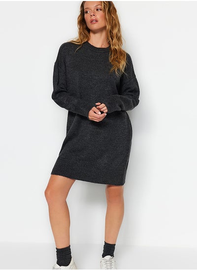 Buy Anthracite Mini Knitwear Soft Textured Dress TWOAW24EL00035 in Egypt