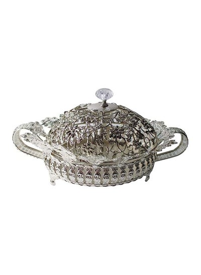 Buy Silver  Candy Dish Decorative Candy Server for Home Kitchen Office Table With Cover Oval in Egypt