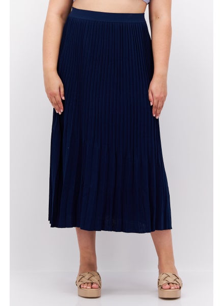 اشتري Women Textured Casual Midi Skirt, Navy في الامارات